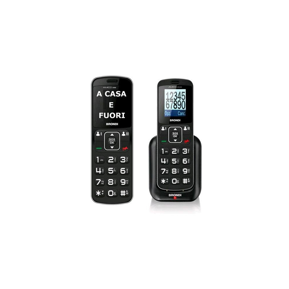 BRONDI AMICO HOME DUAL SIM 1.77" EASY PHONE TASTO SOS AUDIO POTENZIATO FUNZIONA A CASA E FUORI CASA ITALIA BLACK