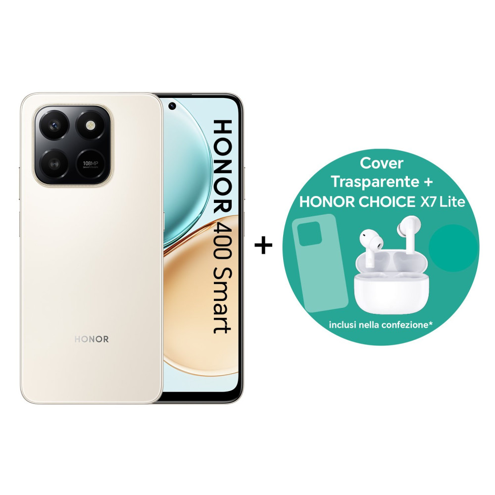 HONOR 400 SMART DUAL SIM 6.77" OCTA CORE 256GB RAM 8GB 4G LTE ITALIA GOLD BUNDLE + AURICOLARI BLUETOOTH HONOR CHOICE X7 LITE + C