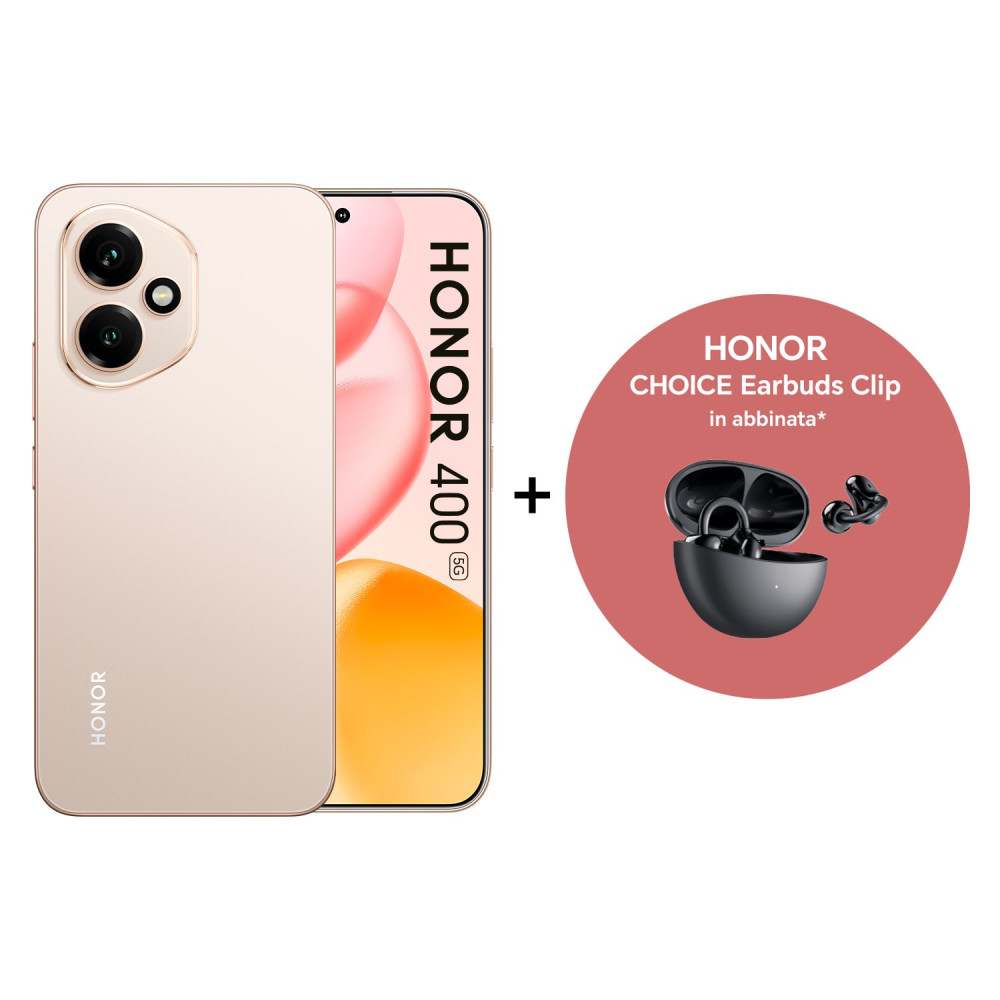 HONOR 400 5G DUAL SIM 6.55" OCTA CORE 512GB RAM 8GB 5G ITALIA DESERT GOLD + AURICOLARI BLUETOOTH HONOR CHOICE EARBUDS CLIP