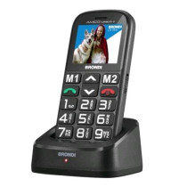 BRONDI AMICO UNICO+ DUAL SIM 2" SENIOR PHONE TASTO SOS MEMORIE RAPIDE ANNUNCIO VOCALE DEI NUMERI BASETTA DI RICARICA NERO