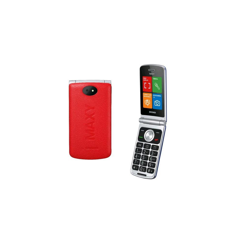 BRONDI MAXY DUAL SIM 2.8" CLAMSHELL FLIP ATTIVO TASTI RETROILLUMINATI MEMORIE DIRETTE DA 2 A 9 CHIAMATA RAPIDA ITALIA RED