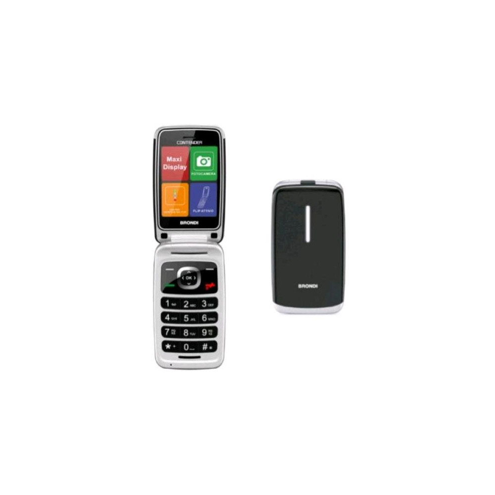 BRONDI CONTENDER DUAL SIM 3" EASY PHONE CLAMSHELL TASTI SELEZIONE RAPIDA NERO/SILVER