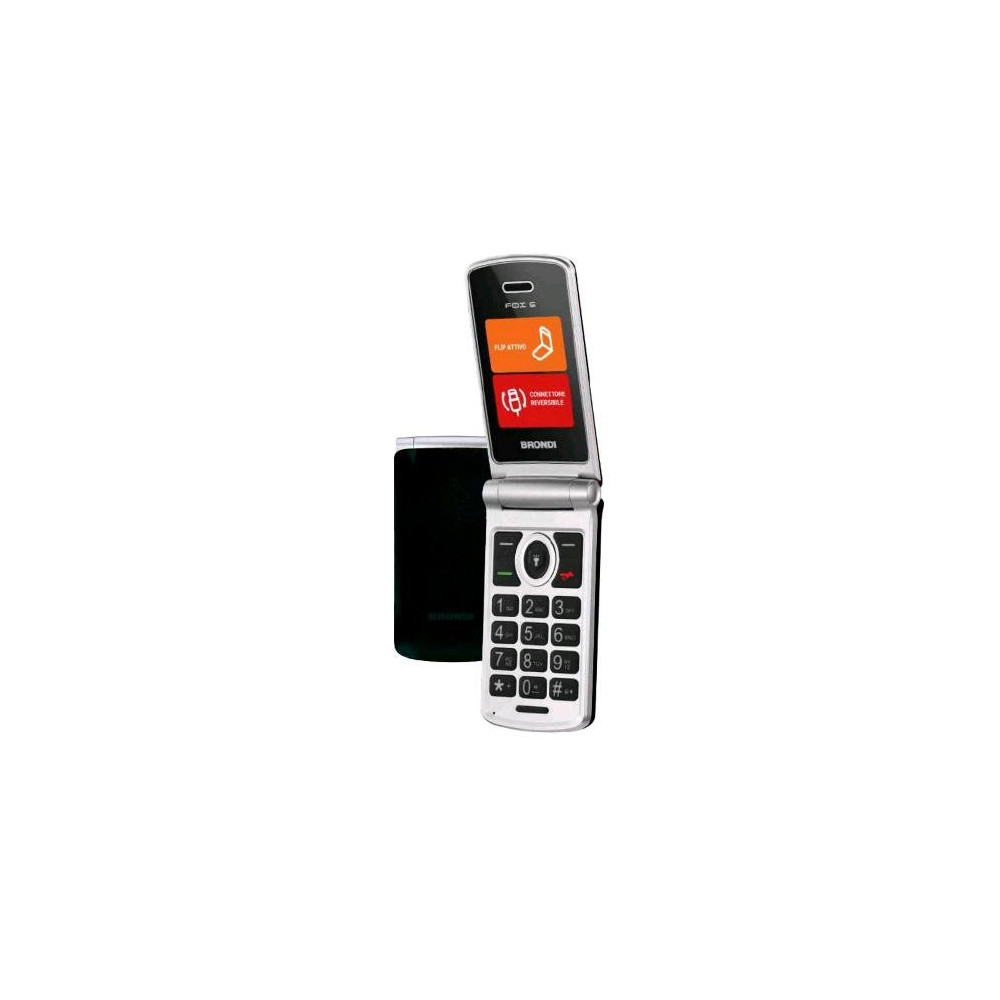 BRONDI FOX S DUAL SIM 2" CLAMSHELL FLIP ATTIVO TASTI RETROILLUMINATI RADIO TORCIA FOTOCAMERA VIBRAZIONE SILVER BLACK