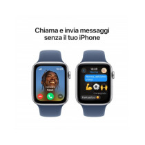 Apple Watch SE GPS + Cellular 44mm Argento Cassa Alluminio con Denim Sport Band - S/M