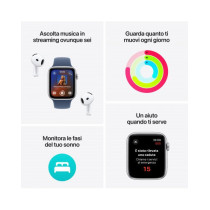 Apple Watch SE GPS + Cellular 44mm Argento Cassa Alluminio con Denim Sport Band - S/M