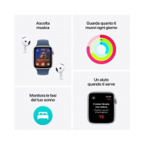 Apple Watch SE GPS 40mm Argento Cassa Alluminio con Cinturino Sport Loop Nuvola Blu