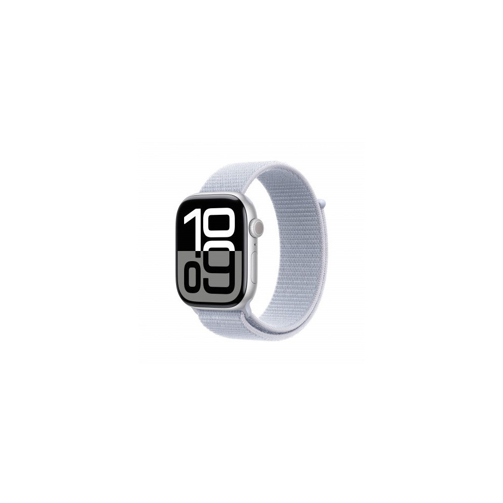 Apple Watch Series 10 GPS 46mm Argento Cassa Alluminio con Cinturino Sport Loop Nuvola Blu