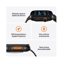 Apple Watch Ultra 2 GPS + Cellular 49mm Cassa Titanio Nero con Nero Trail Loop - S/M