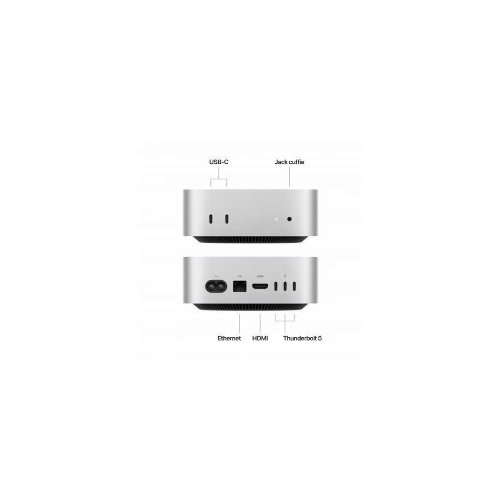 Mac mini - Chip Apple M4 Pro con CPU 14-core, GPU 20-core, Neural Engine 16-core - RAM 24GB di memoria unificata - HD SSD 512GB 