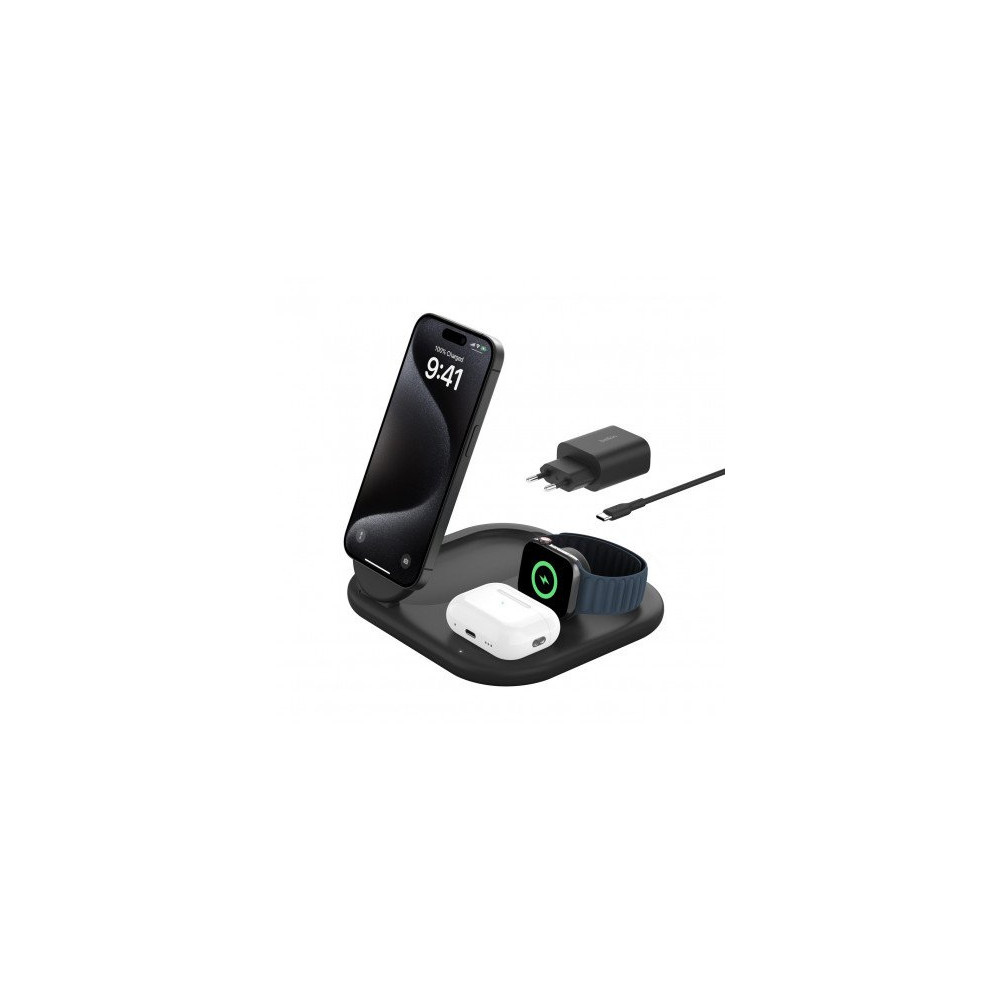 BOOSTCHARGE™ Qi2 15w Magnetic 3in1 Stand, Black