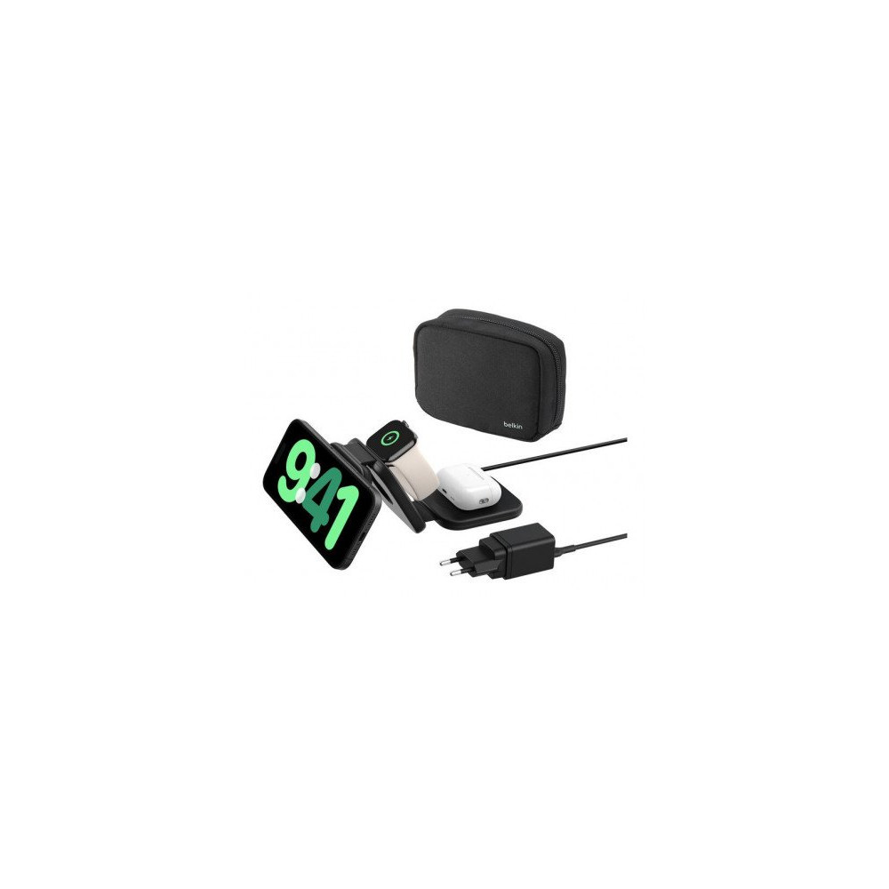 Tappetino di ricarica wireless magnetica da viaggio 3 in 1 con Qi2 da 15 W spina EU