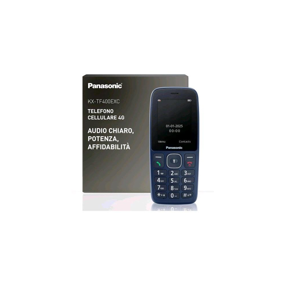 PANASONIC KX-TF400EXC DUAL SIM 2.4" SENIOR PHONE TORCIA LED AUDIO POTENZIATO 4G ITALIA BLU