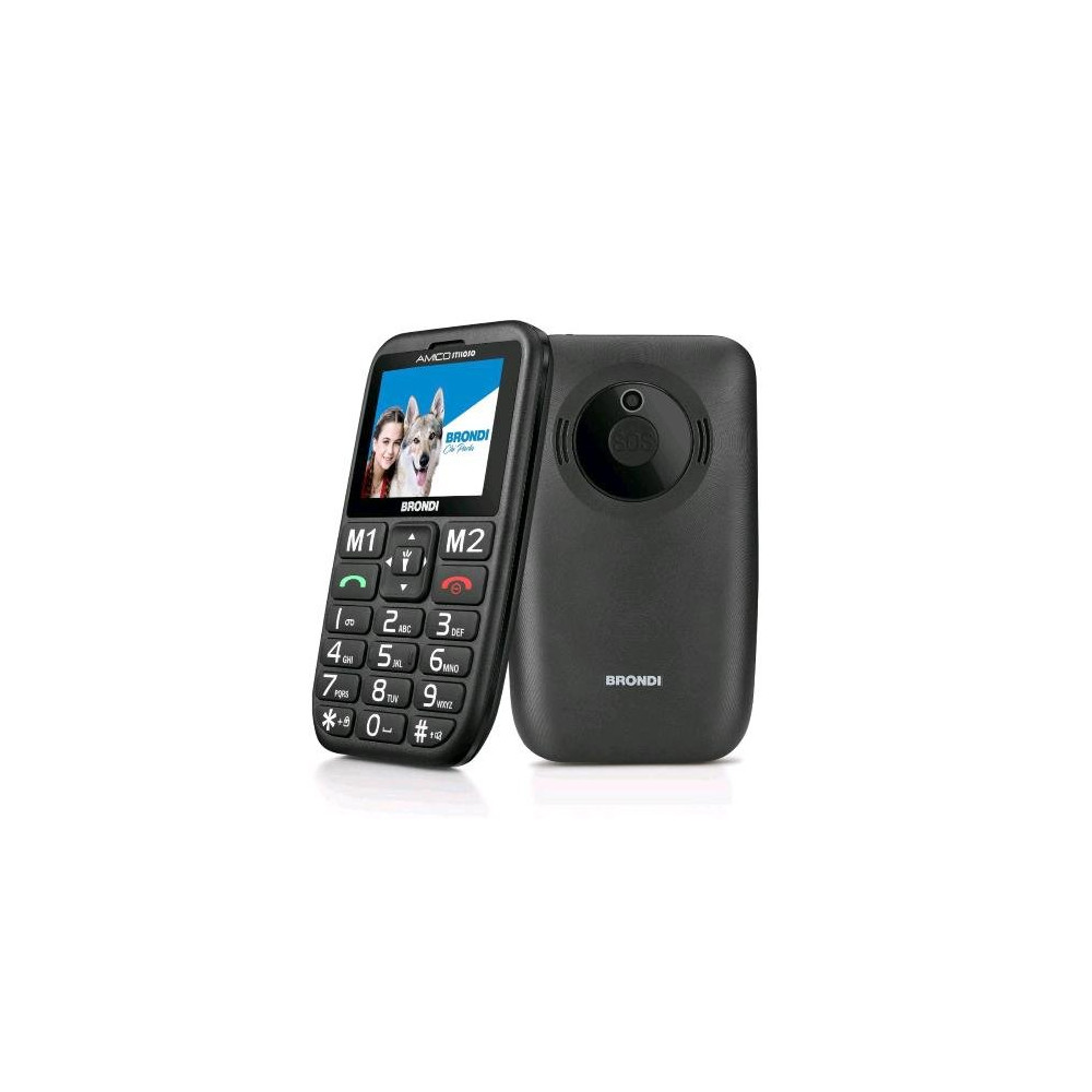 BRONDI AMICO STILOSO 2.4" EASY PHONE TASTI GRANDI RETROILLUMINATI VOLUME AUMENTATO COVER IN PELLE INCLUSA NERO