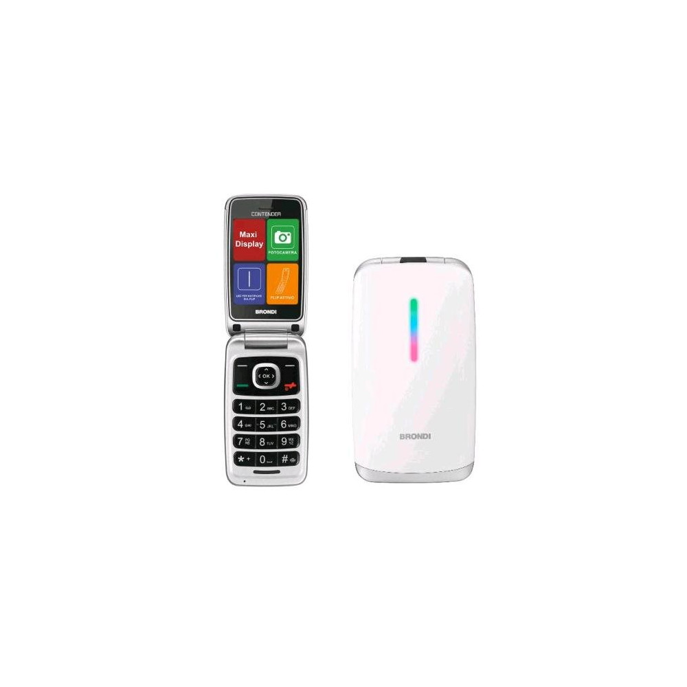 BRONDI CONTENDER DUAL SIM 3" EASY PHONE CLAMSHELL TASTI SELEZIONE RAPIDA WHITE