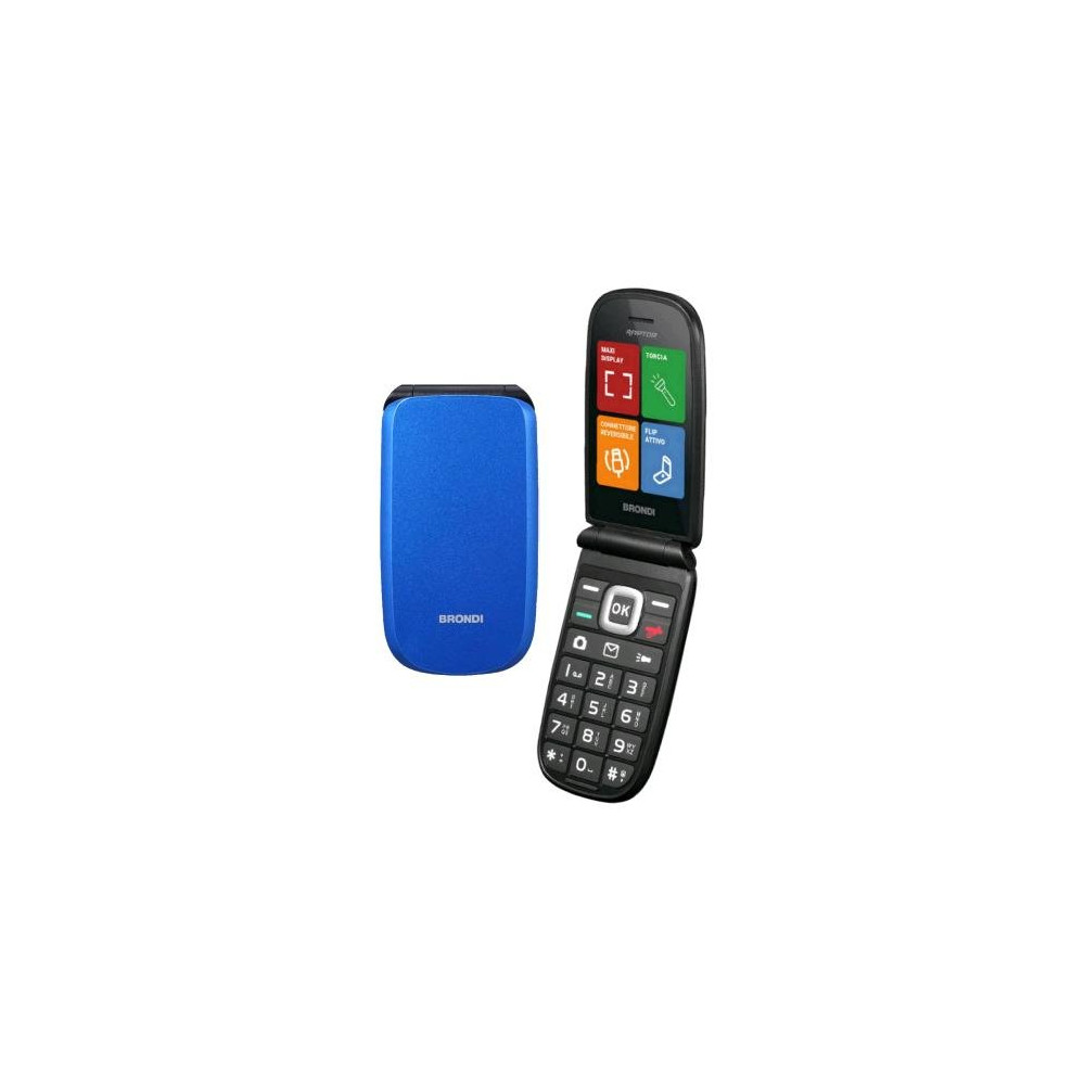 BRONDI RAPTOR DUAL SIM 2.8" CLAMSHELL FLIP ATTIVO AMPIO DISPLAY 3 PULSANTI ACCESSO RAPIDO USB-C ITALIA BLU METAL