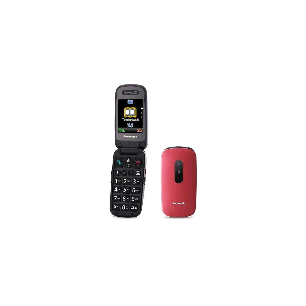 PANASONIC KX-TU446 EASY PHONE CLAMSHELL 2.4" TASTI GRANDI AMPIO DISPLAY TASTO SOS COMPATIBILE CON APPARECCHI ACUSTICI RED