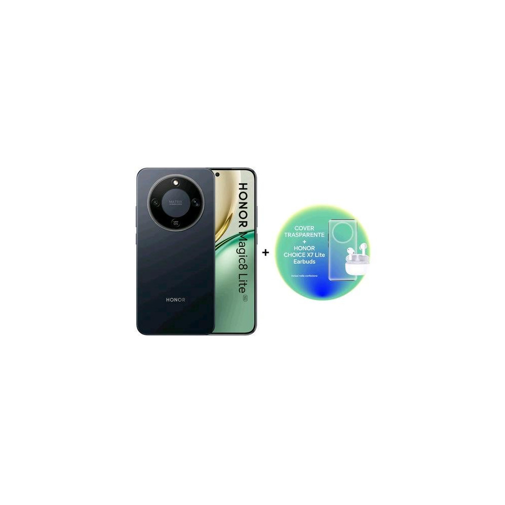 HONOR MAGIC 8 LITE 5G DUAL SIM 6.79" OCTA CORE 256GB RAM 8GB 5G VODAFONE ITALIA MIDNIGHT BLACK + CUFFIE BLUETOOTH HONOR CHOICE X