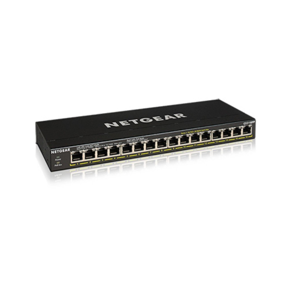 NETGEAR GS316PP Non gestito Gigabit Ethernet (10/100/1000) Supporto Power over Ethernet (PoE) Nero