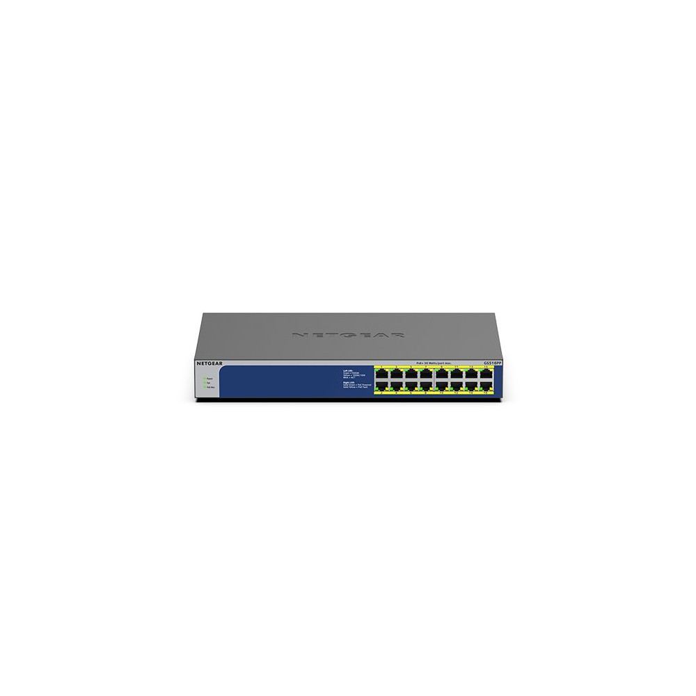 NETGEAR GS516PP Non gestito Gigabit Ethernet (10/100/1000) Supporto Power over Ethernet (PoE) Blu, Grigio