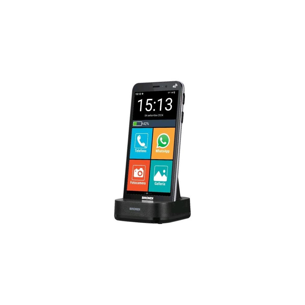 BRONDI AMICO VERO 4G+ DUAL SIM 5.7" SENIOR SMARTPHONE SENSORE DI CADUTA LOCALIZZAZIONE GPS IN TEMPO REALE TASTO SOS 4G+ FLIP COV