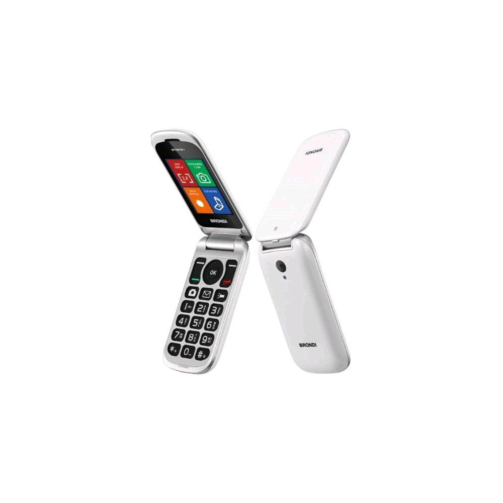 BRONDI STONE+ DUAL SIM 2.4" CLAMSHELL FLIP ATTIVO FOTOCAMERA TASTI CHIAMATA DIRETTA TORCIA ITALIA WHITE
