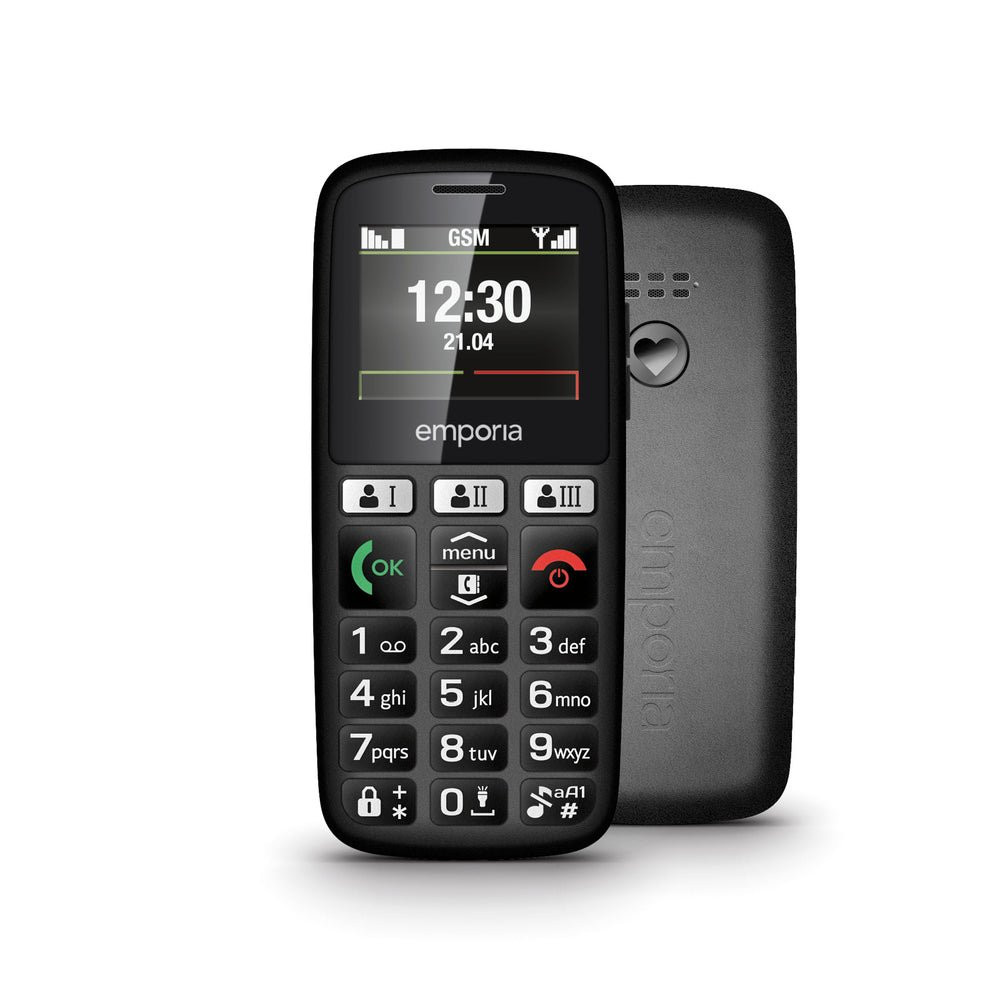 EMPORIA HAPPY V3 1.81" TELEFONO SENIOR 2G TASTO SOS BASETTA DI RICARICA NERO