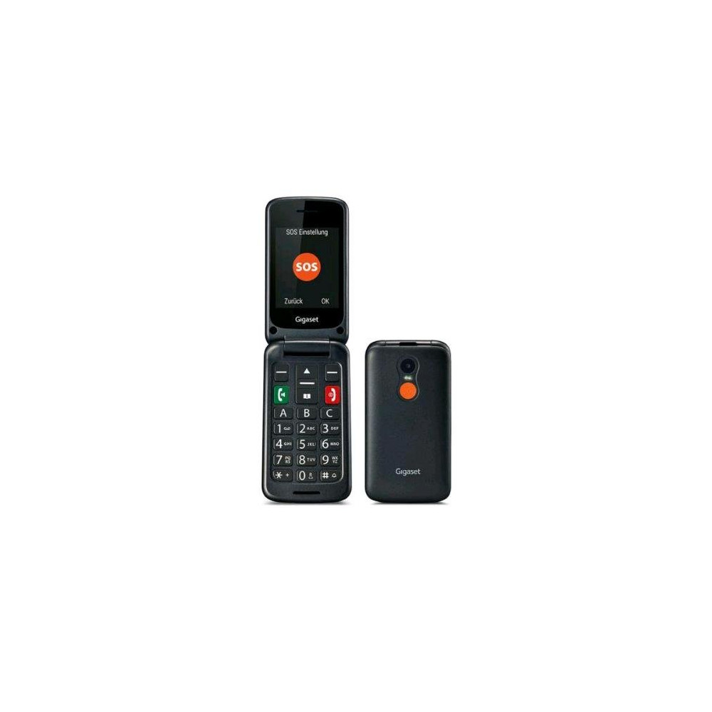 GIGASET GL595 FLIP DUAL SIM 2.8" CLAMSHELL TELEFONO PER ANZIANI TASTI E CARATTERI GRANDI TASTO SOS RESISTENE ALL'ACQUA NERO