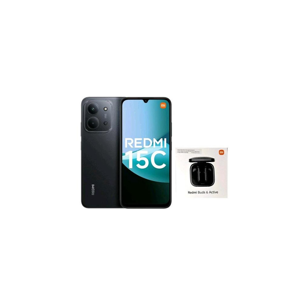 XIAOMI REDMi 15C DUAL SIM 6.9" OCTA CORE 128GB RAM 4GB 4G LTE TIM MIDNIGHT BLACK + AURICOLARI BLUETOOTH REDMI BUS 6 ACTIVE NERO